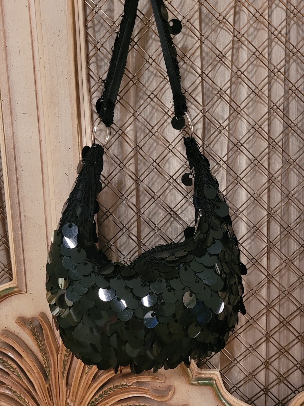 Black Sequin Shoulder Bag - Women's Sparkle Hobo